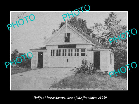 OLD LARGE HISTORIC PHOTO OF HALIFAX MASSACHUSETTS, THE TOWN FIRE STATION c1930