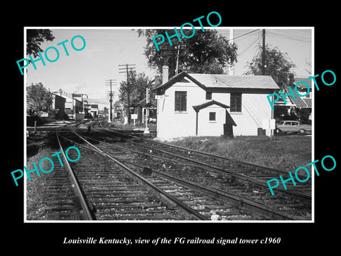 OLD LARGE HISTORIC PHOTO OF LOUISVILLE KENTUCKY, FG RAILROAD SIGNAL TOWER c1960