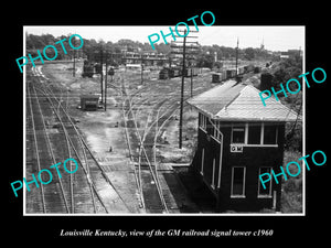 OLD LARGE HISTORIC PHOTO OF LOUISVILLE KENTUCKY, GM RAILROAD SIGNAL TOWER c1960