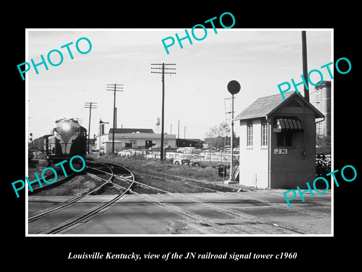 OLD LARGE HISTORIC PHOTO OF LOUISVILLE KENTUCKY, JN RAILROAD SIGNAL TOWER c1960