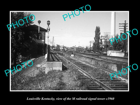 OLD LARGE HISTORIC PHOTO OF LOUISVILLE KENTUCKY, M RAILROAD SIGNAL TOWER c1960