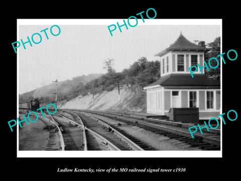 OLD LARGE HISTORIC PHOTO OF LUDLOW KENTUCKY, THE MO RAILROAD SIGNAL TOWER c1930