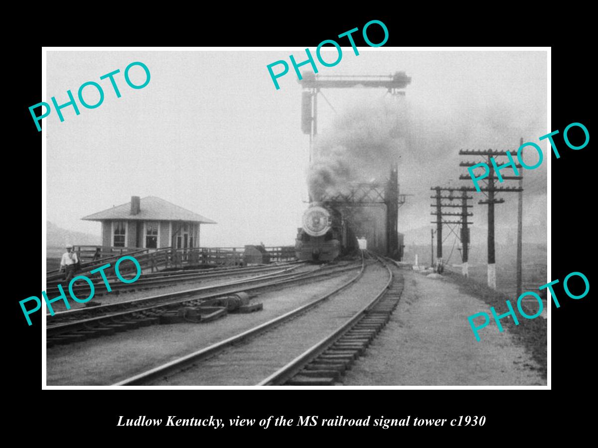 OLD LARGE HISTORIC PHOTO OF LUDLOW KENTUCKY, THE MS RAILROAD SIGNAL TOWER c1930