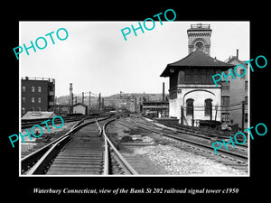 OLD LARGE HISTORIC PHOTO OF WATERBURY CONNECTICUT 202 RAILROAD SIGNAL TOWER 1950