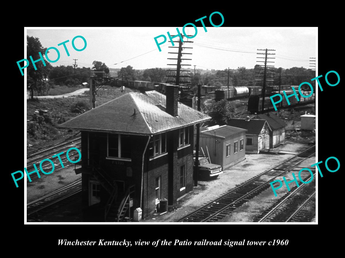 OLD LARGE HISTORIC PHOTO OF WINCHESTER KENTUCKY PATIO RAILROAD SIGNAL TOWER 1960