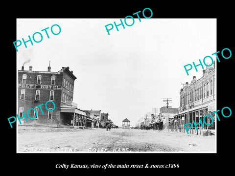 OLD LARGE HISTORIC PHOTO OF COLBY KANSAS, THE MAIN STREET & STORES c1890