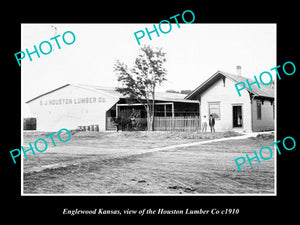 OLD LARGE HISTORIC PHOTO OF ENGLEWOOD KANSAS, THE HOUSTON LUMBER Co c1910