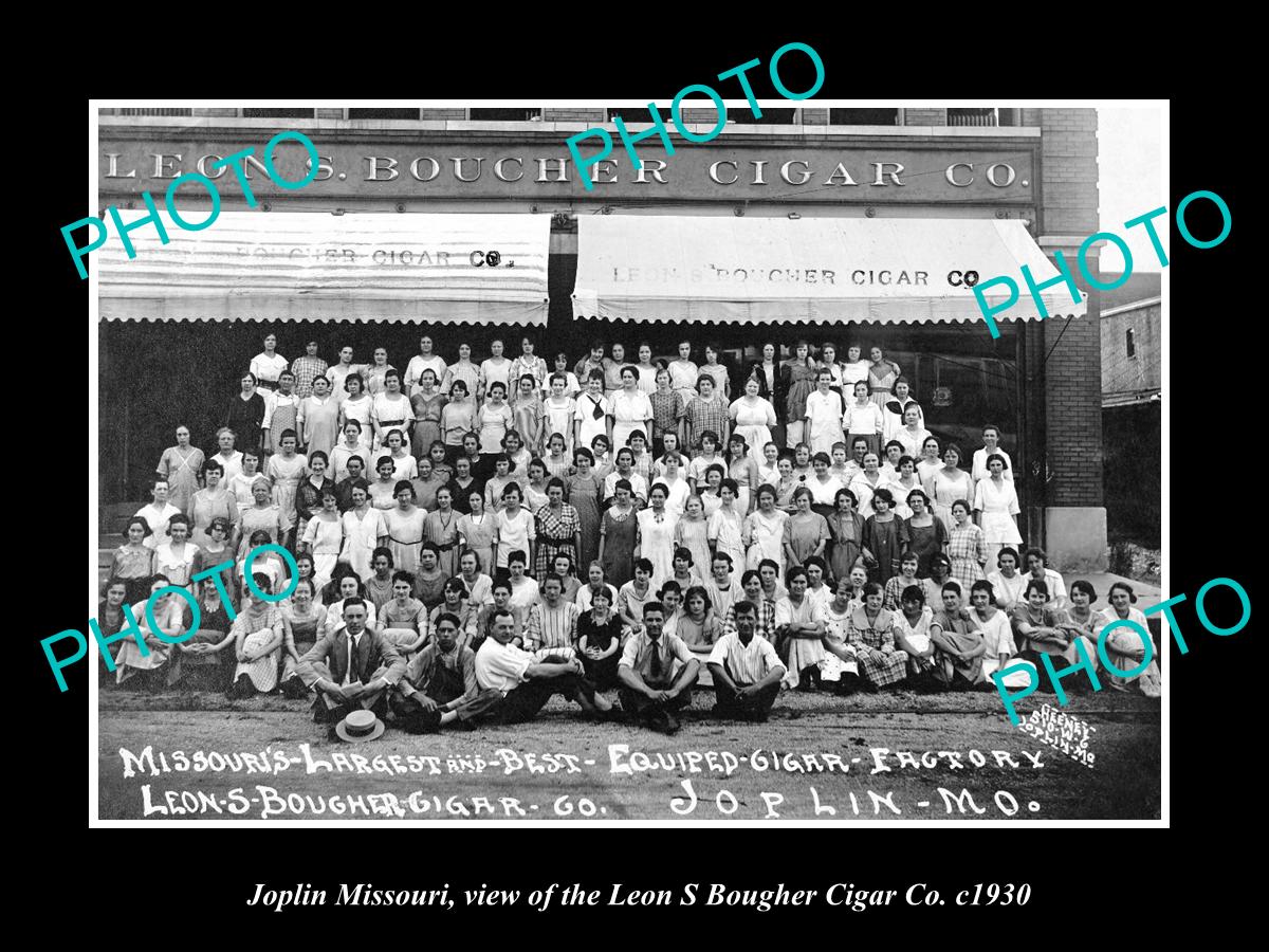 OLD LARGE HISTORIC PHOTO OF JOPLIN MISSOURI, THE BOUGHER CIGAR Co STORE c1930