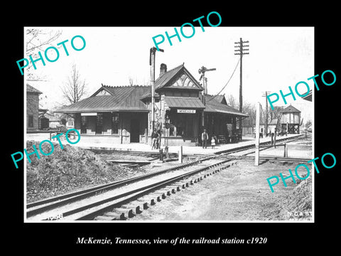 OLD LARGE HISTORIC PHOTO OF MCKENZIE TENNESSEE, THE RAILROAD STATION c1920