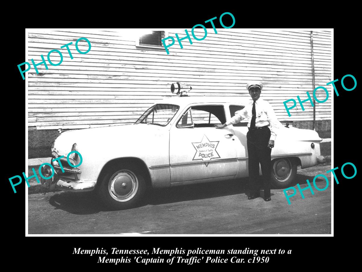 OLD LARGE HISTORIC PHOTO OF MEMPHIS TENNESSEE, THE TRAFFIC POLICE CAR c950