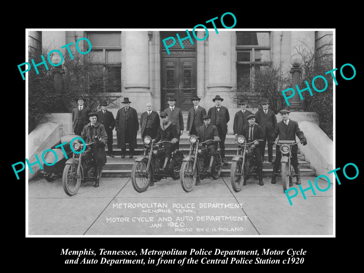 OLD LARGE HISTORIC PHOTO OF MEMPHIS TENNESSEE, THE POLICE MOTORCYCLE SQUAD c1920