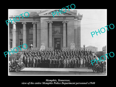 OLD LARGE HISTORIC PHOTO OF MEMPHIS TENNESSEE, THE WHOLE POLICE DEPARTMENT c1940