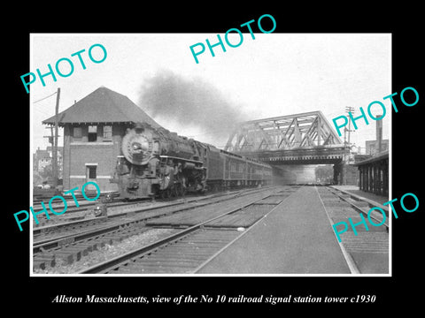 OLD LARGE HISTORIC PHOTO OF ALSTON MASSACHUSETTS, 10 RAILROAD SIGNAL TOWER c1930