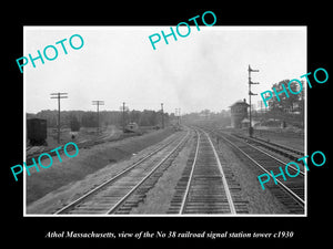 OLD LARGE HISTORIC PHOTO OF ATHOL MASSACHUSETTS, 38 RAILROAD SIGNAL TOWER c1930