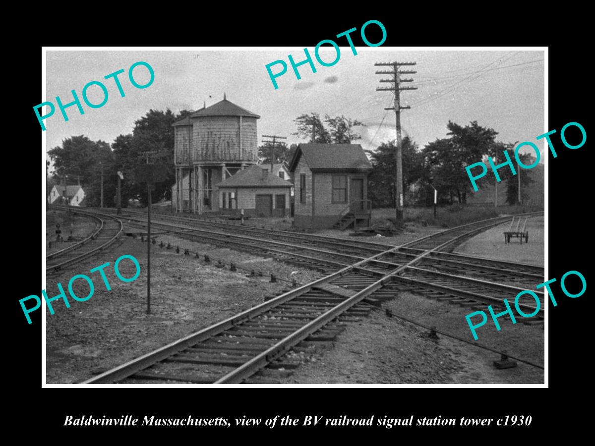 OLD HISTORIC PHOTO OF BALDWINVILLE MASSACHUSETTS, BV RAILROAD SIGNAL TOWER c1930