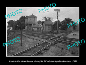 OLD HISTORIC PHOTO OF BALDWINVILLE MASSACHUSETTS, BV RAILROAD SIGNAL TOWER c1930