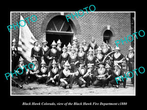 OLD LARGE HISTORIC PHOTO OF BLACKHAWK COLORADO, THE FIRE DEPARTMENT CREW c1880