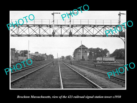 OLD LARGE HISTORIC PHOTO OF BROCKTON MASSACHUSETTS, THE 423 RAILROAD TOWER c1930