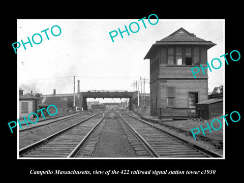 OLD LARGE HISTORIC PHOTO OF CAMPELLO MASSACHUSETTS, THE 422 RAILROAD TOWER c1930