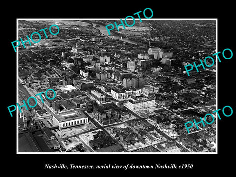 OLD LARGE HISTORIC PHOTO OF NASHVILLE TENNESSEE, AERIAL VIEW OF CITY c1950