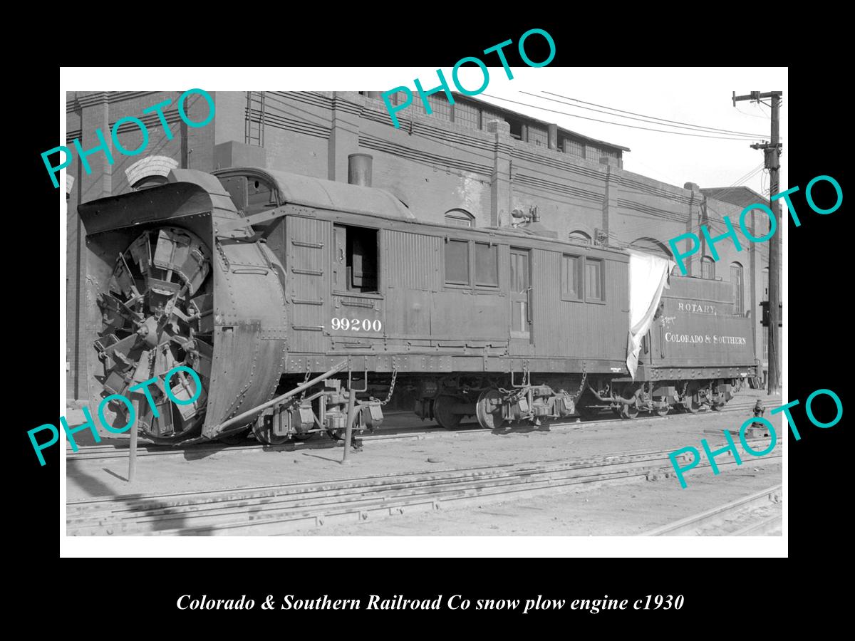 OLD LARGE HISTORIC PHOTO OF COLORADO SOUTH RAILROAD Co SNOW PLOW ENGINE c1930