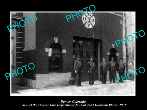 OLD LARGE HISTORIC PHOTO OF DENVER COLORADO, No 3 FIRE DEPARTMENT STATION c1930