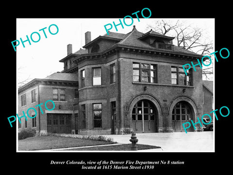 OLD LARGE HISTORIC PHOTO OF DENVER COLORADO, No 8 FIRE DEPARTMENT STATION c1930