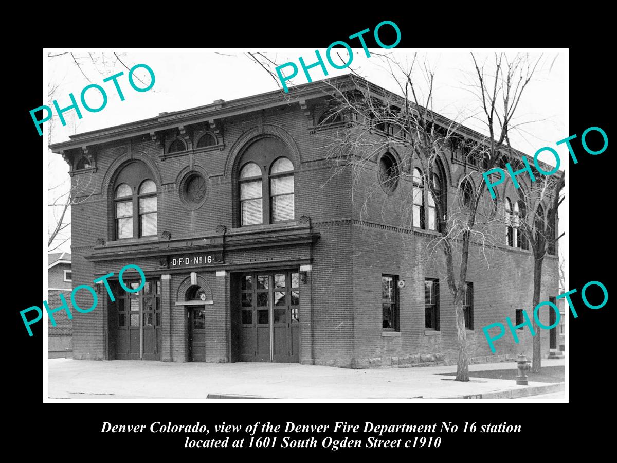 OLD LARGE HISTORIC PHOTO OF DENVER COLORADO, No 16 FIRE DEPARTMENT STATION c1910