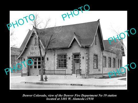 OLD LARGE HISTORIC PHOTO OF DENVER COLORADO, No 19 FIRE DEPARTMENT STATION c1930