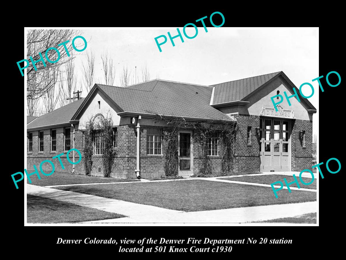 OLD LARGE HISTORIC PHOTO OF DENVER COLORADO, No 20 FIRE DEPARTMENT STATION c1930