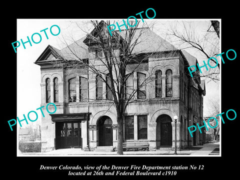 OLD LARGE HISTORIC PHOTO OF DENVER COLORADO, No 12 FIRE DEPARTMENT STATION c1910