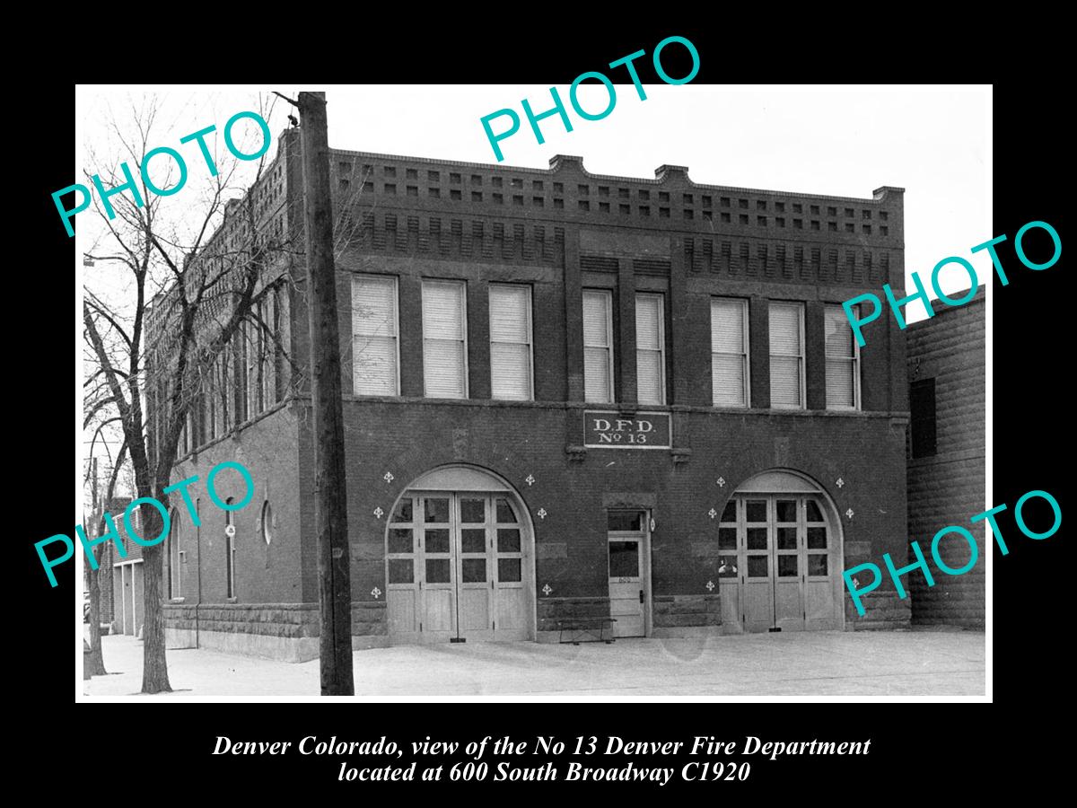 OLD LARGE HISTORIC PHOTO OF DENVER COLORADO, No 13 FIRE DEPARTMENT STATION c1920