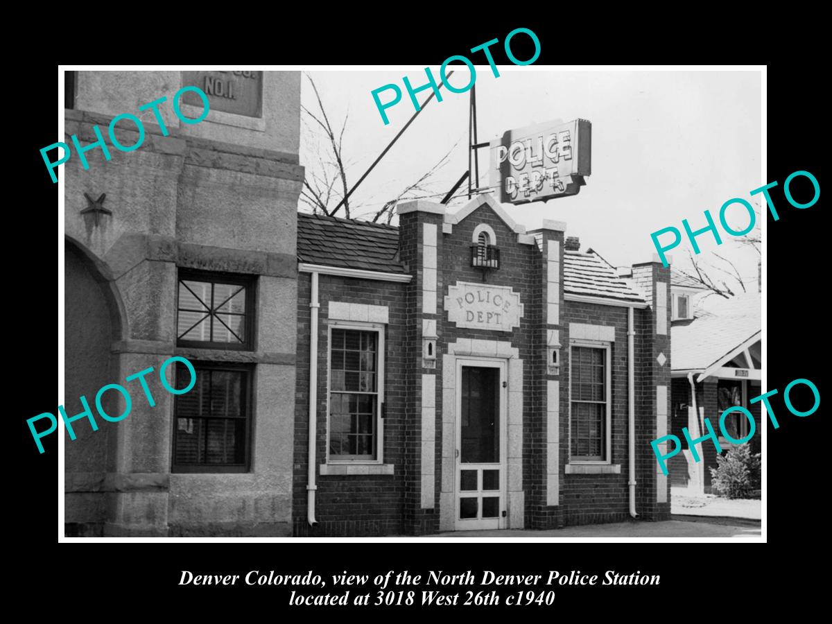 OLD LARGE HISTORIC PHOTO OF DENVER COLORADO, NORTH DENVER POLICE STATION c1940