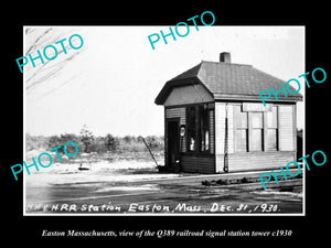 OLD HISTORIC PHOTO OF EASTON MASSACHUSETTS, Q389 RAILROAD SIGNAL STATION c1930