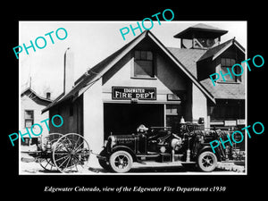 OLD LARGE HISTORIC PHOTO OF EDGEWATER COLORADO, THE FIRE DEPARTMENT STATION 1930