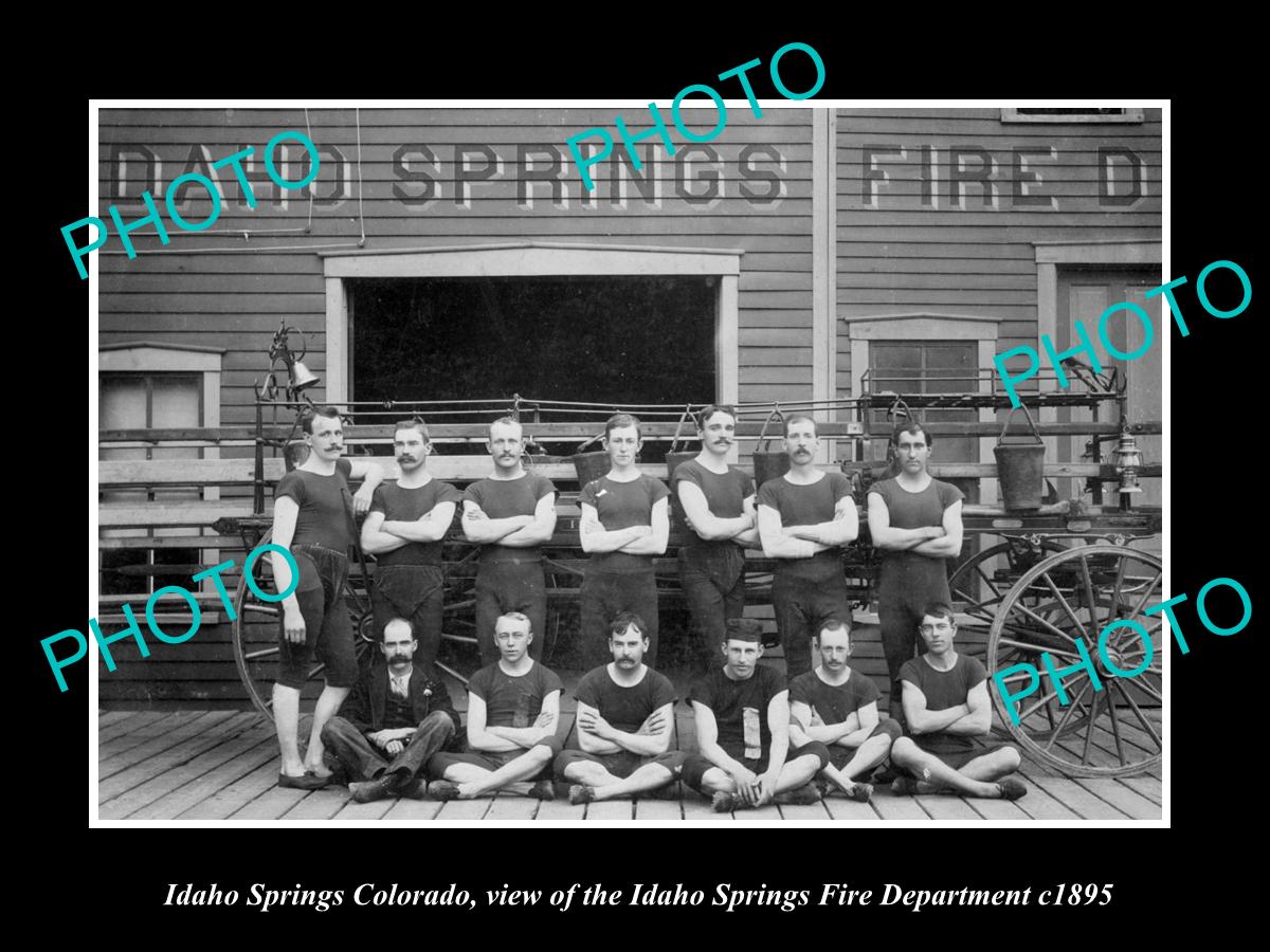 OLD LARGE HISTORIC PHOTO OF IDAHO SPRINGS COLORADO FIRE DEPARTMENT CREW c1895