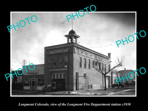 OLD LARGE HISTORIC PHOTO OF LONGMONT COLORADO, THE FIRE DEPARTMENT STATION 1930