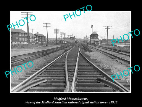 OLD HISTORIC PHOTO OF MEDFORD MASSACHUSETTS M/J RAILROAD SIGNAL STATION c1930