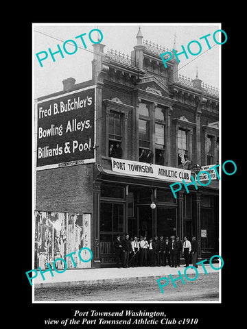 OLD LARGE HISTORIC PHOTO OF PORT TOWNSEND WASHINGTON, THE ATHLETIC CLUB c1910