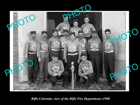 OLD LARGE HISTORIC PHOTO OF RIFLE COLORADO, THE FIRE DEPARTMENT CREW c1900 1