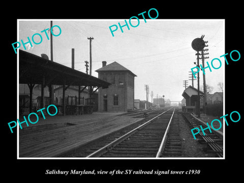 OLD LARGE HISTORIC PHOTO OF SALISBURY MARYLAND, SY RAILROAD SIGNAL STATION c1930