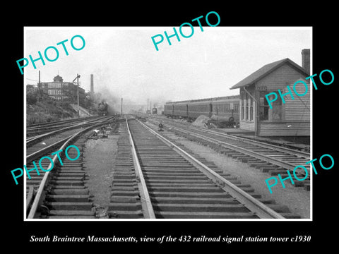 OLD HISTORIC PHOTO OF BRAINTREE MASSACHUSETTS 423 RAILROAD SIGNAL STATION c1930