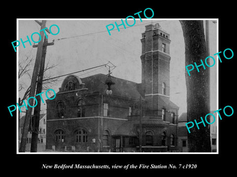 OLD LARGE HISTORIC PHOTO OF NEW BEDFORD MASSACHUSETTS, THE FIRE STATION c1920 2