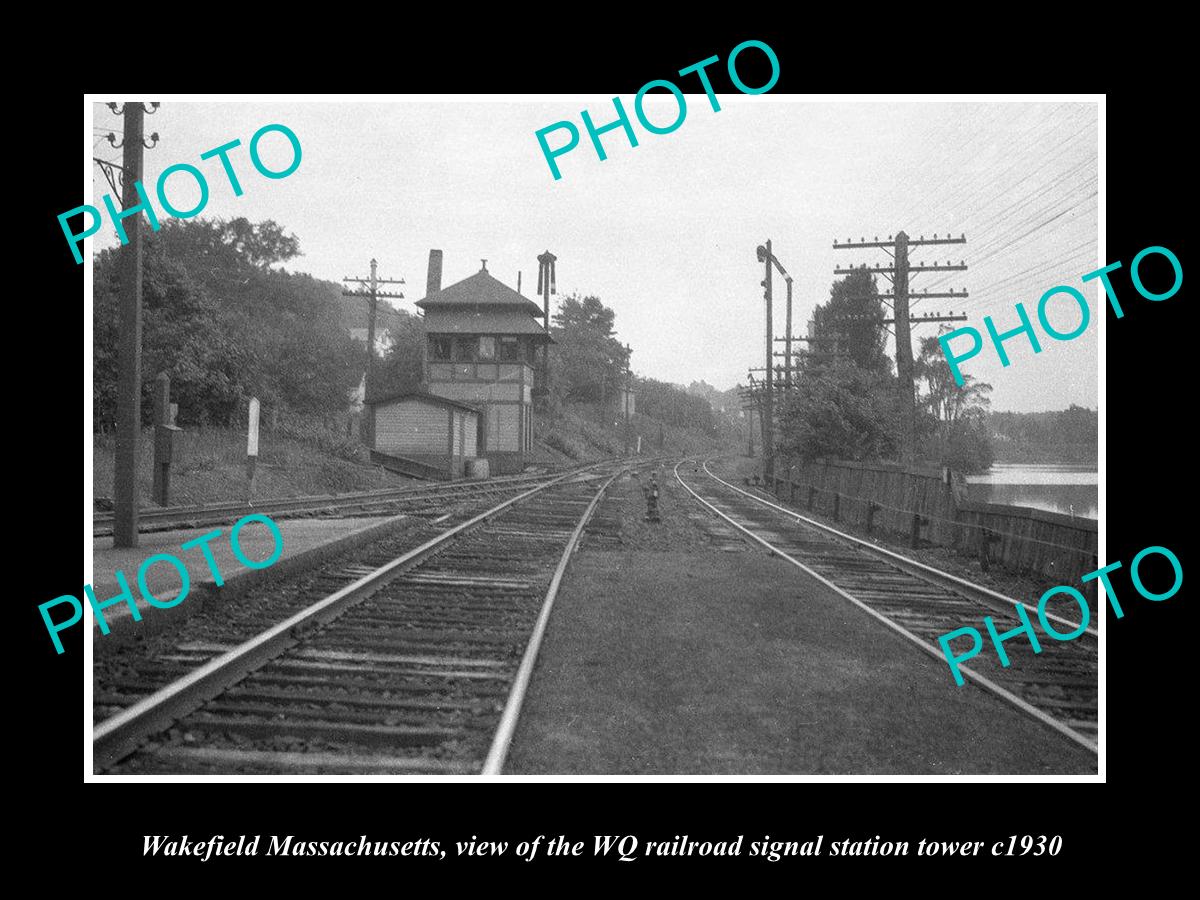 OLD HISTORIC PHOTO OF WAKEFIELD MASSACHUSETTS WQ RAILROAD SIGNAL STATION c1930