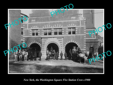 OLD LARGE HISTORIC PHOTO OF NEW YORK, THE WASHINGTON SQUARE FIRE STATION c1900 1