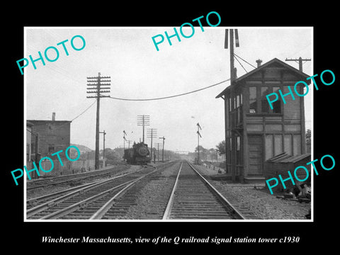 OLD HISTORIC PHOTO OF WINCHESTER MASSACHUSETTS Q RAILROAD SIGNAL STATION c1930