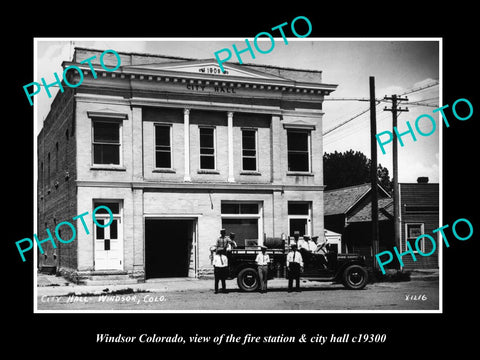 OLD LARGE HISTORIC PHOTO OF WINDSOR COLORADO, THE FIRE DEPARTMENT STATION c1930