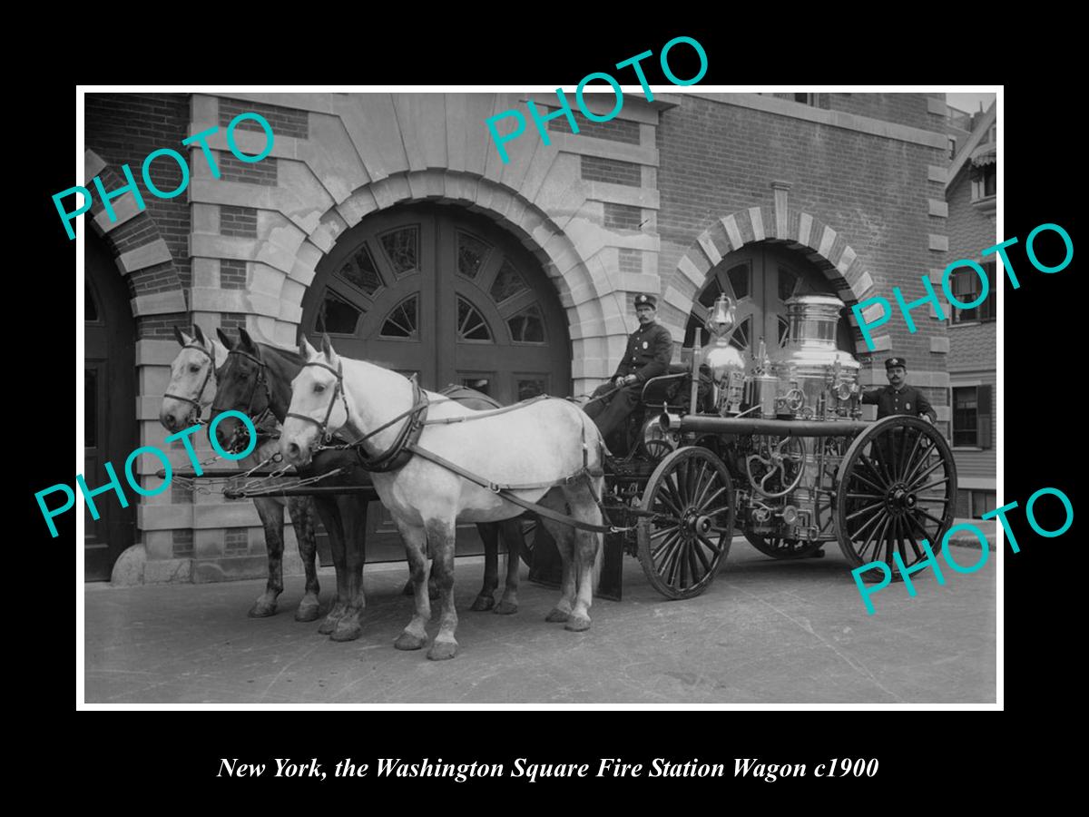 OLD LARGE HISTORIC PHOTO OF NEW YORK, THE WASHINGTON SQUARE FIRE STATION c1900 2