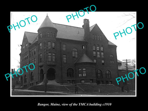 OLD LARGE HISTORIC PHOTO OF BANGOR MAINE, VIEW OF THE YMCA BUILDING v1910