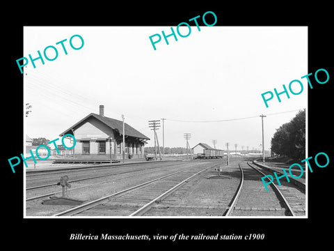 OLD LARGE HISTORIC PHOTO OF BILLERICA MASSACHUSETTS, THE RAILROAD STATION c1900